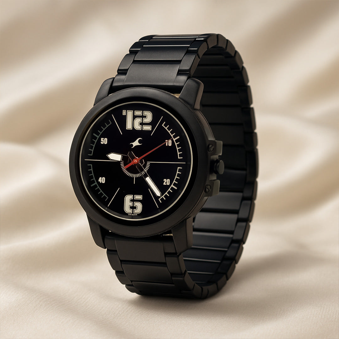 Fastrack Black Sporty Dial Watch with Personalized Gift Box | Love Craft Gifts