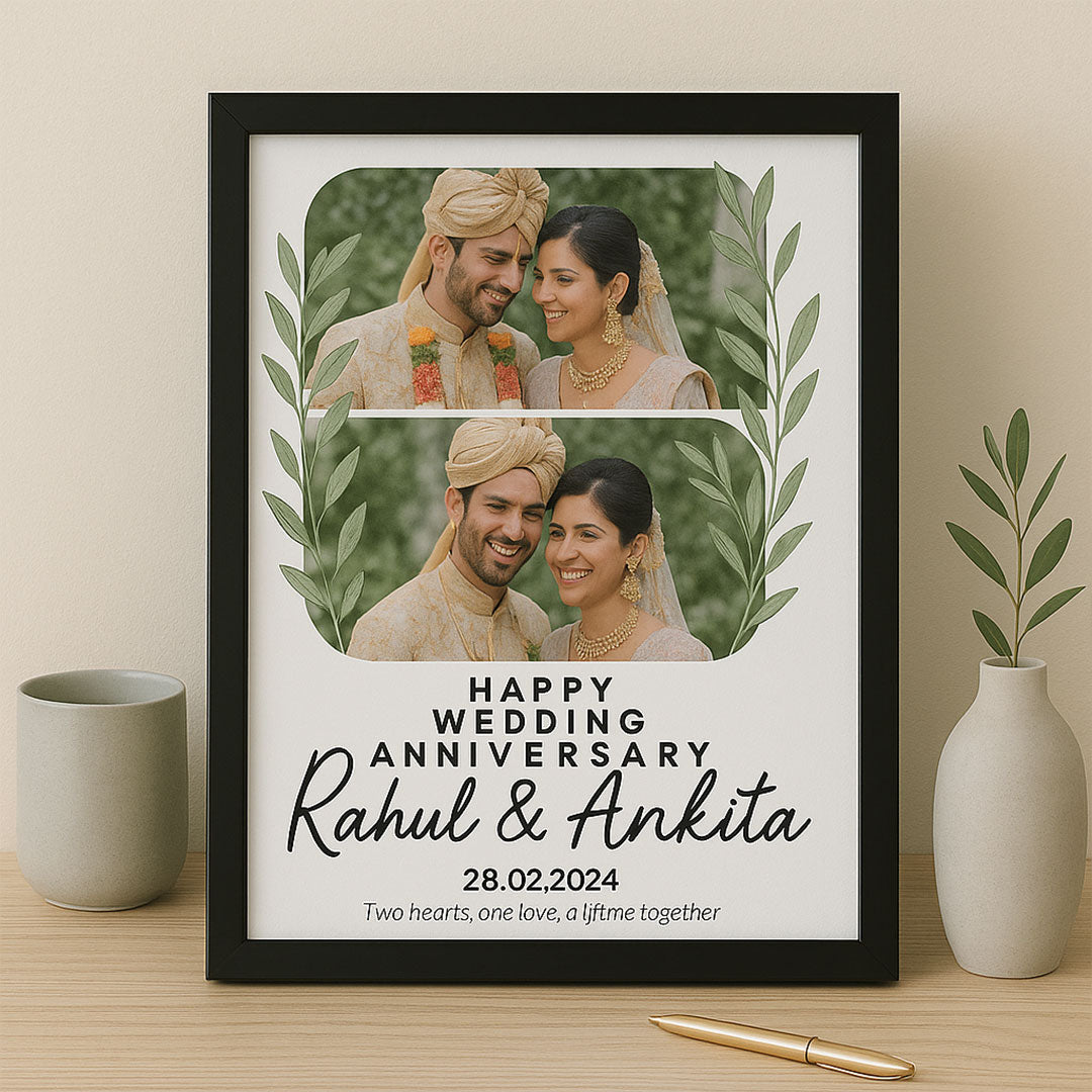 Wedding Anniversary Photo Frame – Personalized Gift with Name & Date | Love Craft Gifts