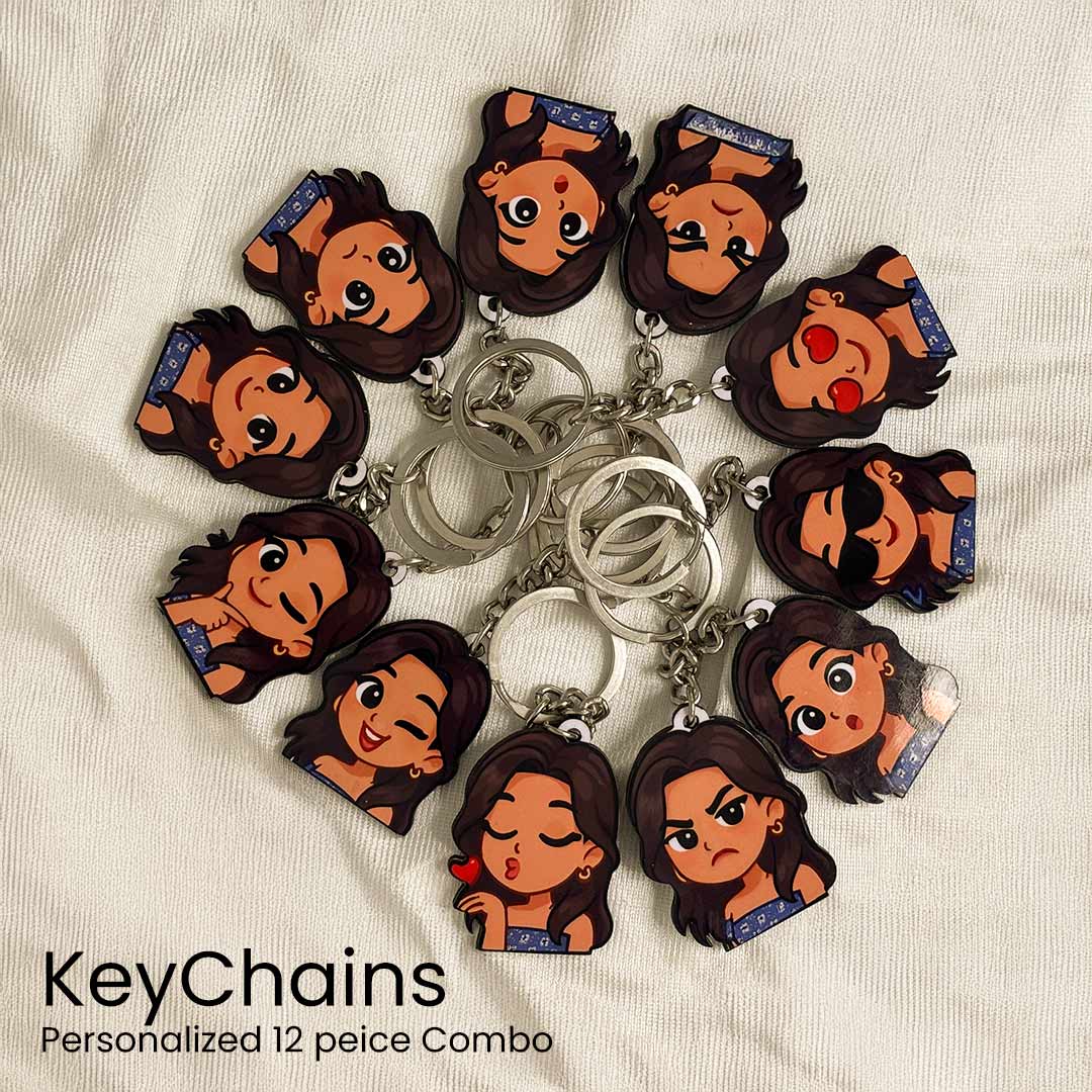 Personalized Emoji Keychain – 12-Piece Combo Set | Love Craft Gifts