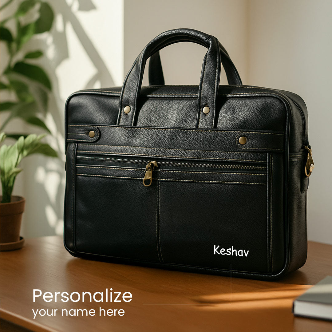 Personalized Black Laptop Bag for Office | Love Craft Gifts