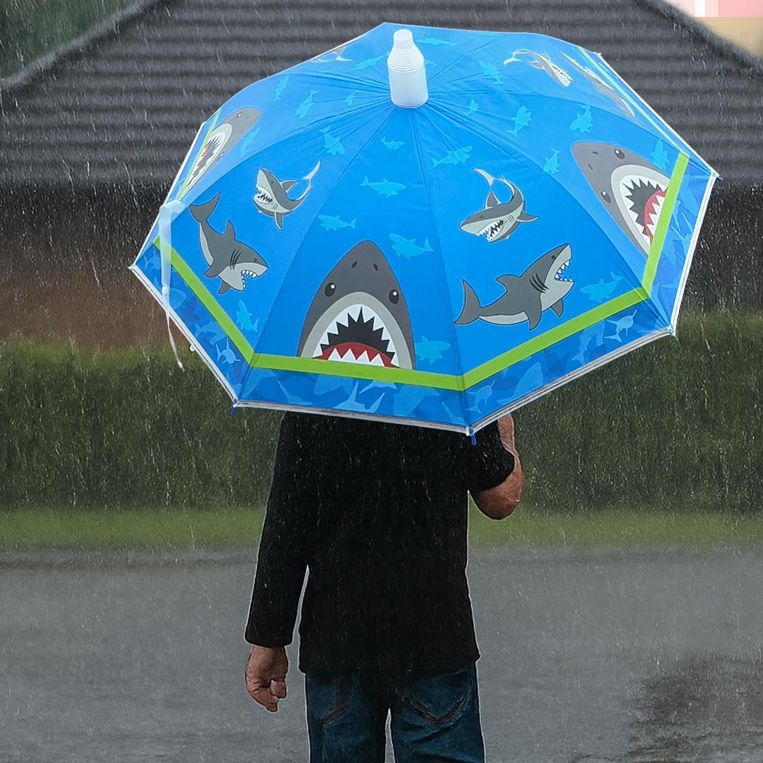 Shark Print Personalized Kids Umbrella – Custom Name Rain Gear | Love Craft Gifts