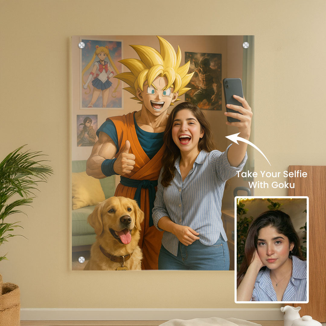 Custom Goku Selfie Wall Art | Anime Poster | Love Craft Gifts