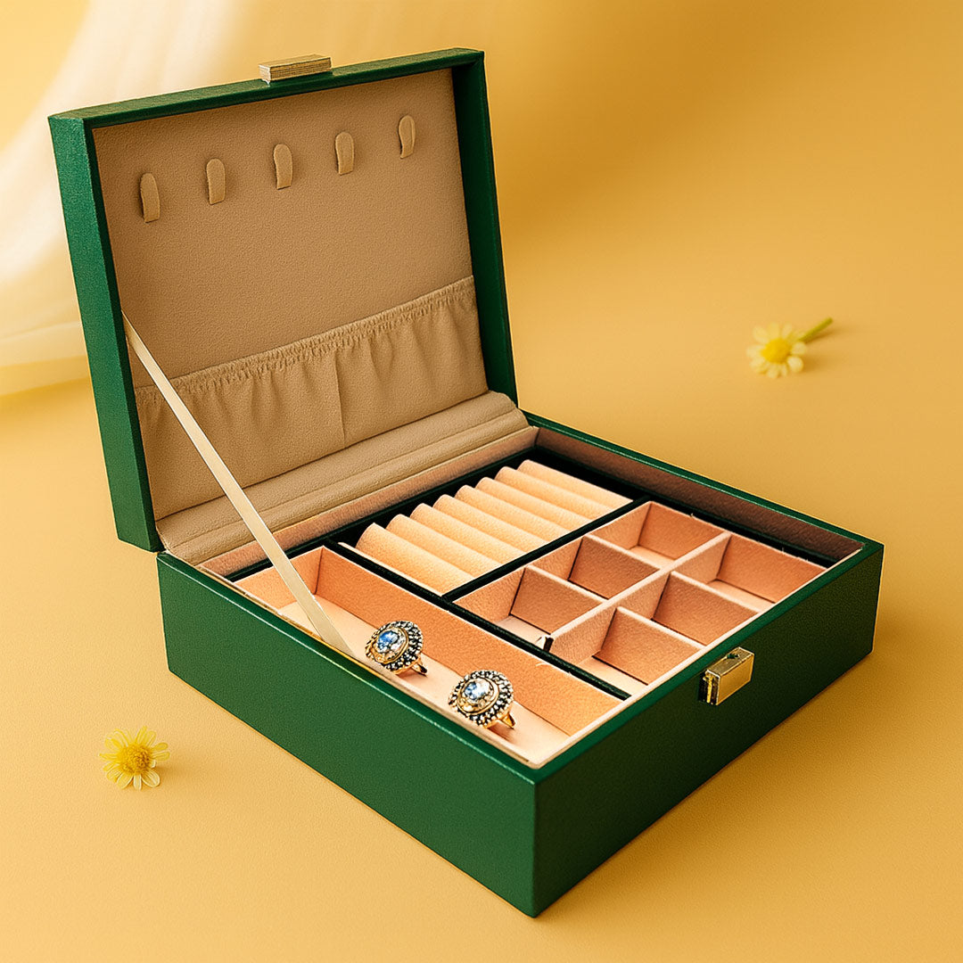 Personalized Green Leatherette Jewellery Box | Love Craft Gifts