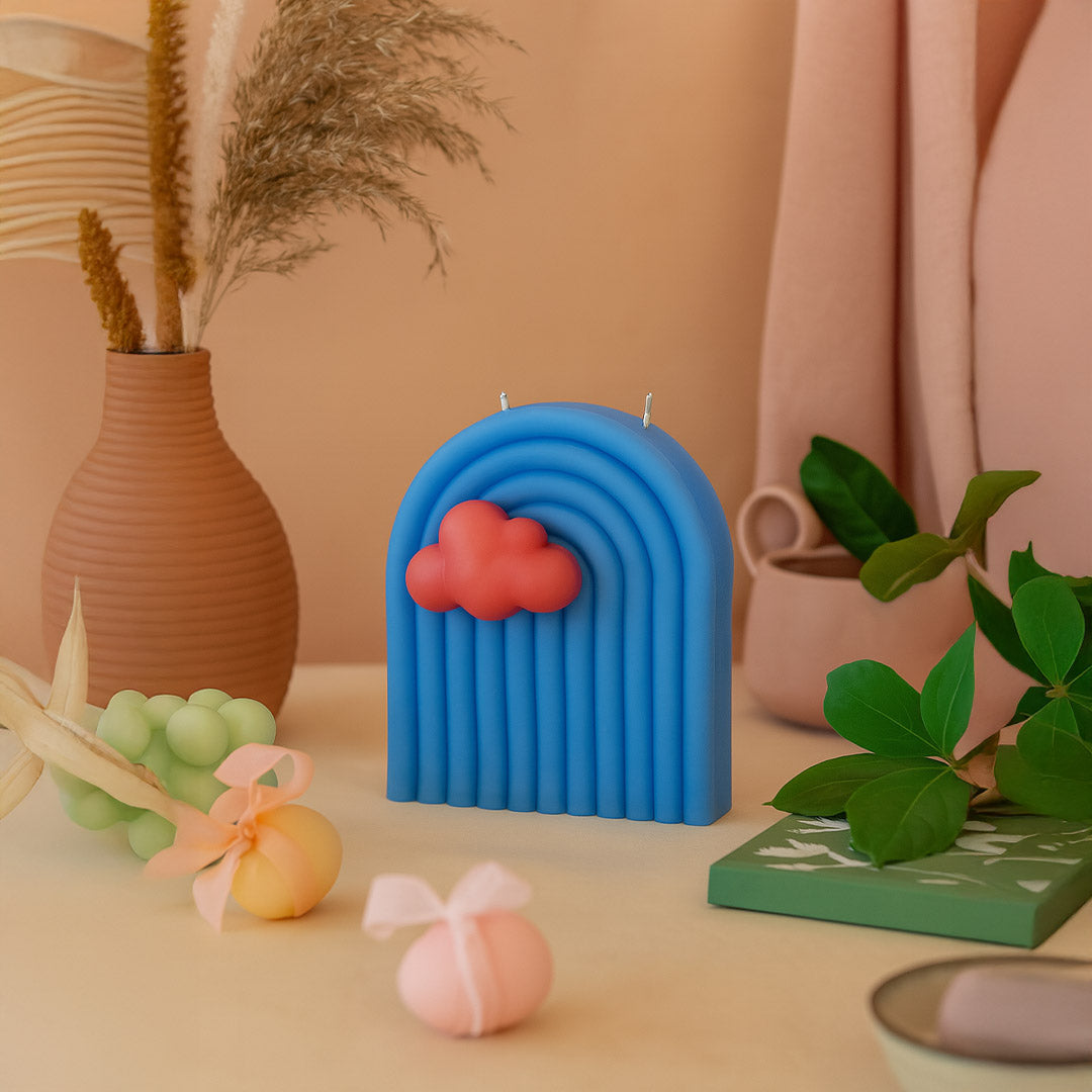 Rainbow Arch Cloud Candle – Blue & Red | Love Craft Gifts