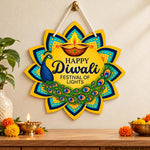 Happy Diwali Peacock Door Hanging 6x6" | Festival of Lights Decor | Love Craft Gifts™