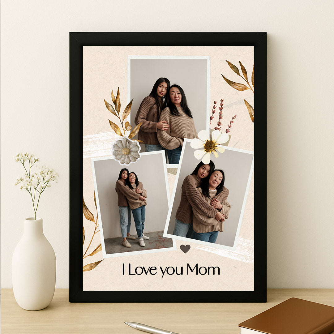 Custom Mother-Daughter Photo Frame – I Love You Mom Wall Art Gift | Love Craft Gifts