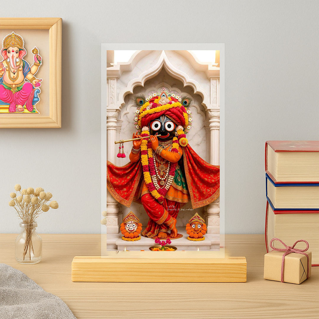 Jagannath Dev Wooden Table Stand Decor 5x7" | Love Craft Gifts