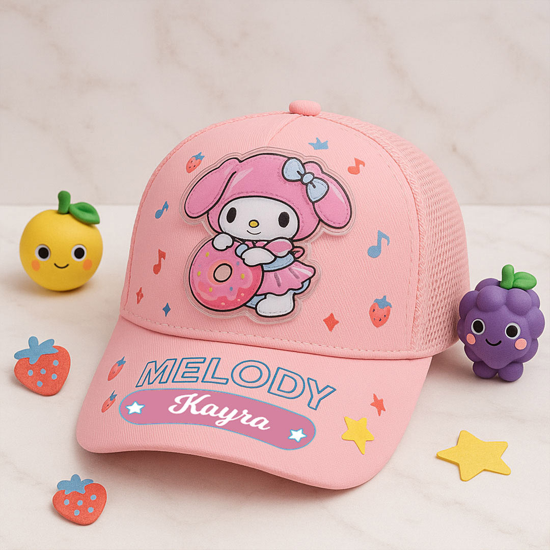Cute Kids Cartoon Character Mesh Cap – Kuromi, Melody, Cinnamoroll (Adjustable & Breathable) | Love Craft Gifts
