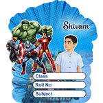Personalized Avengers Kids Name Slips – Illustrated Cartoon Art School Name Stickers (2×3 Inch, 28 Stickers) | Love Craft Gifts