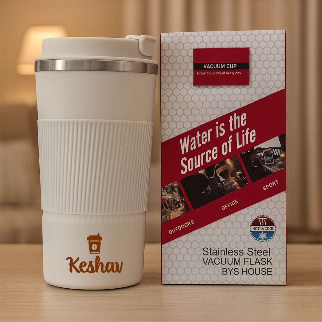 Personalized White Travel Coffee Tumbler with Spill-Proof Lid – Custom Name Printed | Love Craft Gifts