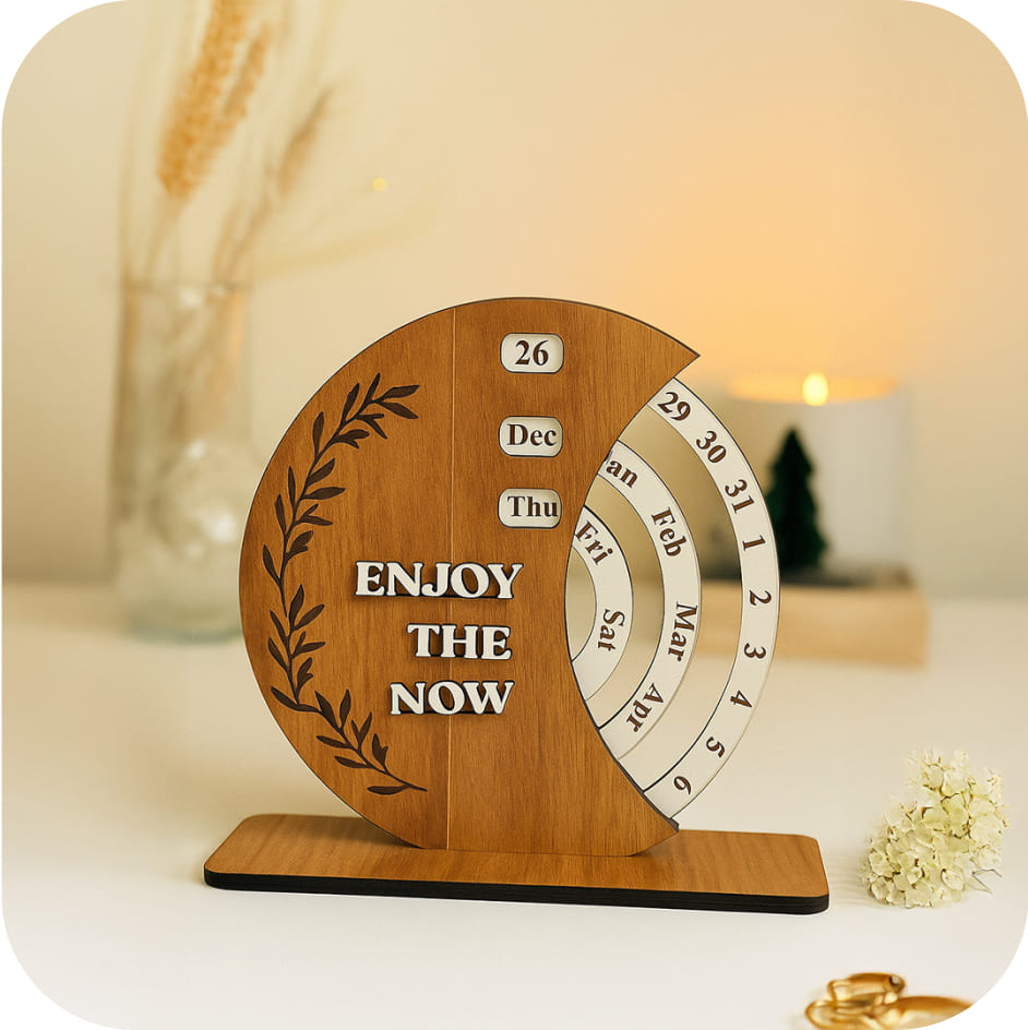 Love Craft Gifts | Customised Wooden Calendar | Collection – Personalized Wooden Calendars with Name and Photo for Desk Decor and Gifting