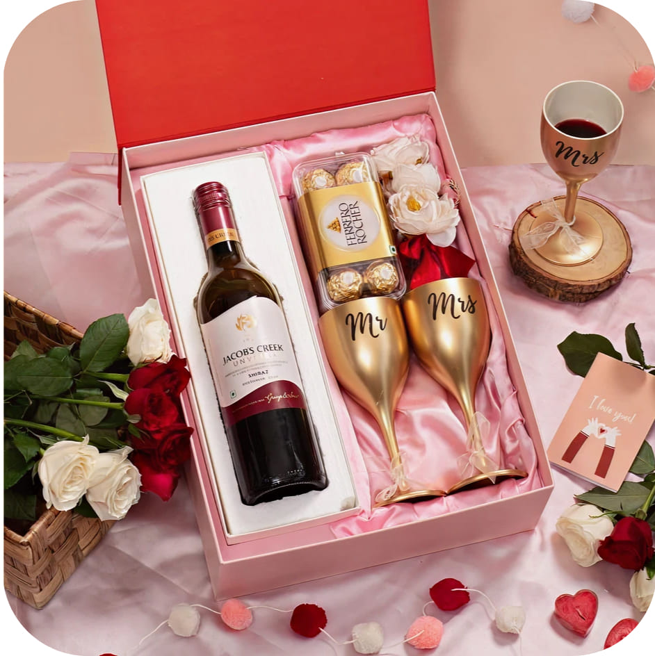 Love Craft Gifts | Wine Set | Collection – Personalized Wine Glass Set with Custom Name Box, Perfect for Anniversary and Luxury Gifting