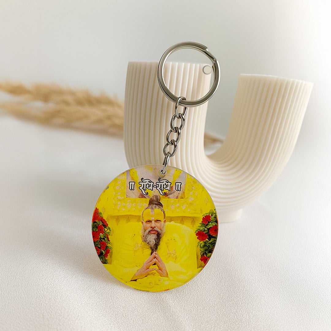 Spiritual Keychain with Premanand Maharaj Ji Photo | Love Craft Gifts