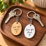 Love You Maa Keyring 2x2.5" in Natural Wood-Tone or White Design | Love Craft Gifts™