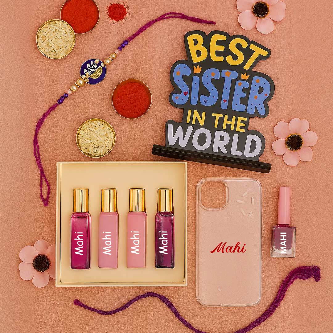 Raksha Bandhan Personalized Perfume Gift Box for Sister | Love Craft Gifts