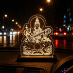 Maa Saraswati LED Acrylic Lamp with Swan – Goddess of Wisdom Decorative Night Light for Study Table, Home Temple & Spiritual Gifting | LoveCraftGifts™