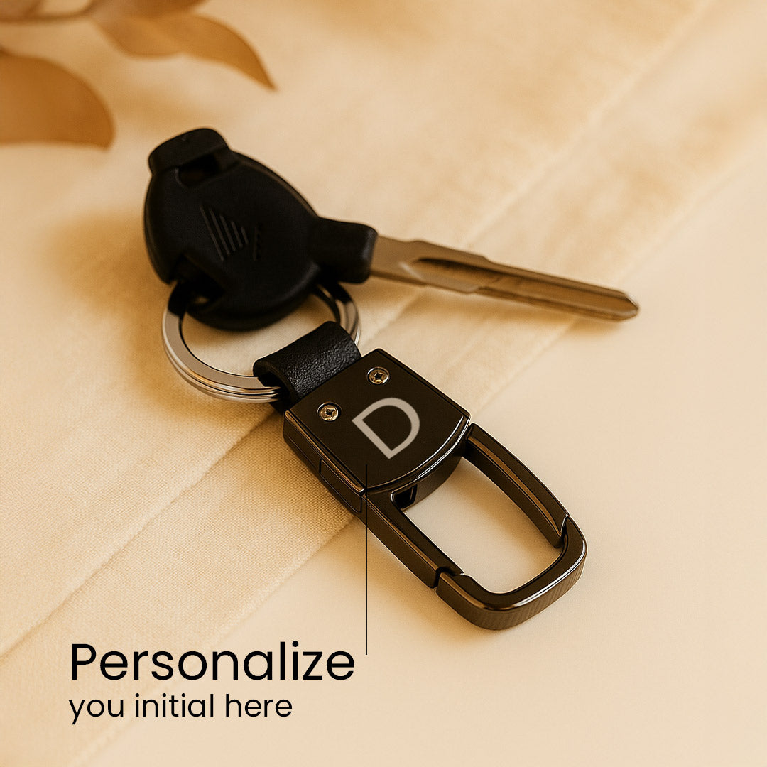 Premium Black Metal Keychain with Initial or Logo Customization | Love Craft Gifts