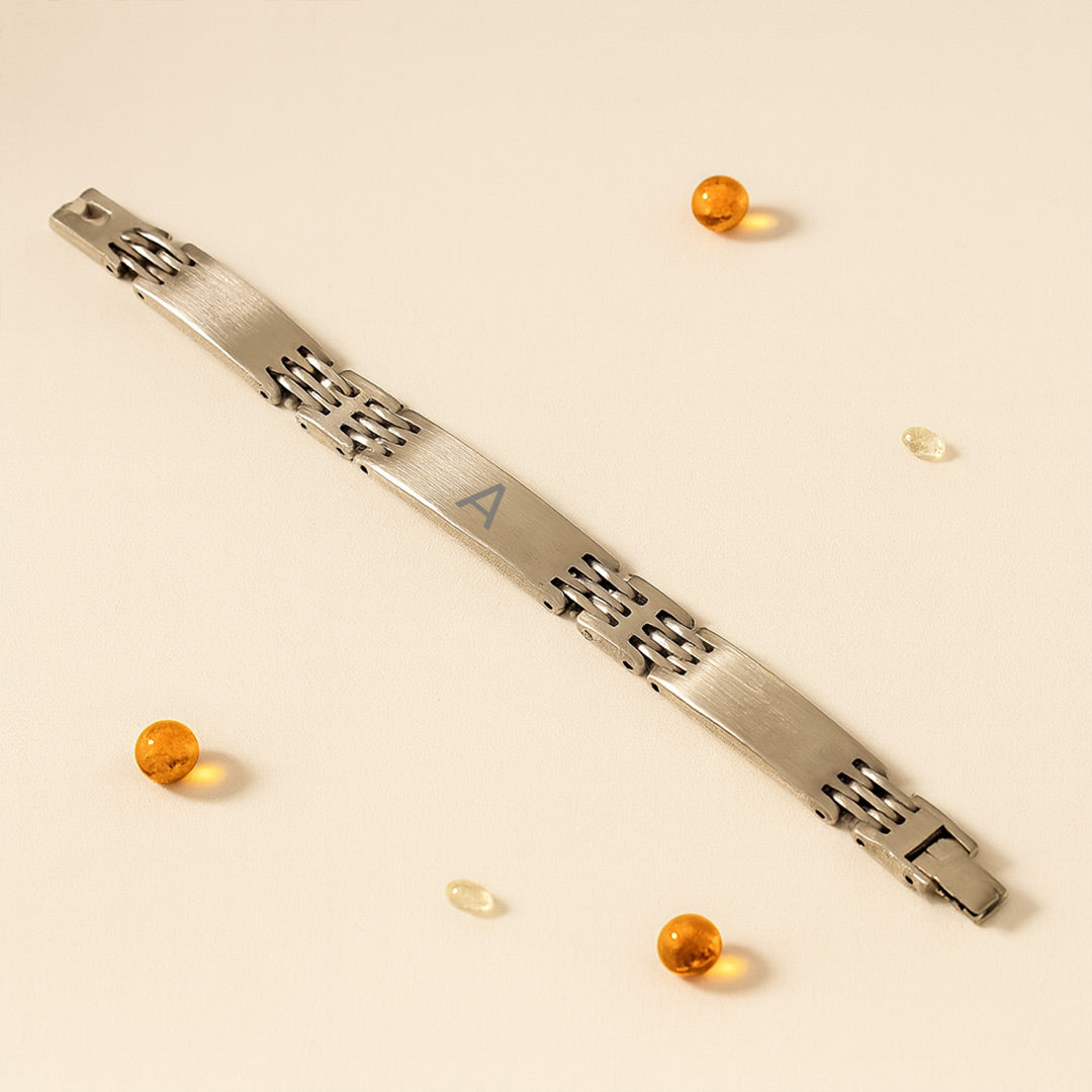 Matte Silver Personalized Initial Bracelet | Love Craft Gifts