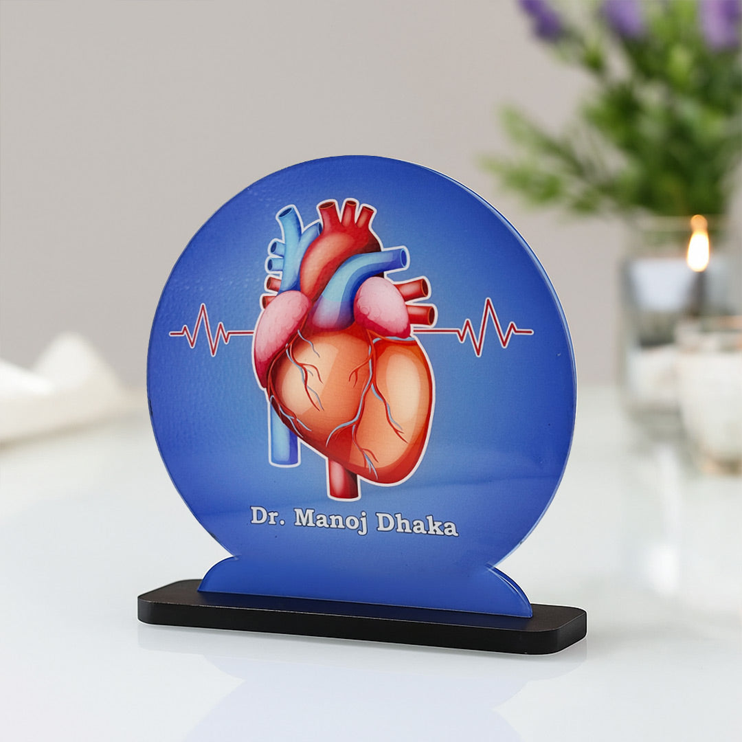 Personalized Doctor’s Acrylic Heart Nameplate – Custom Medical Desk Showpiece Gift | Love Craft Gifts