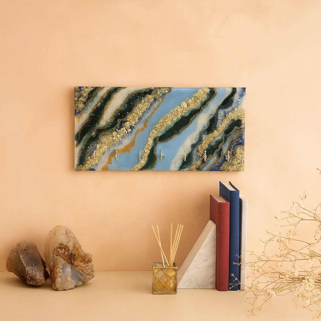 Luxury Resin Key Holder Wall Art – 7 Hooks