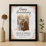 Floral Personalized Anniversary Frame with Photo & Names – Romantic Wall Decor | Love Craft Gifts