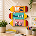 Motivational Pencil Wooden Wall Hanging 9x12" | Study Room & Kids Room Decor | Love Craft Gifts™