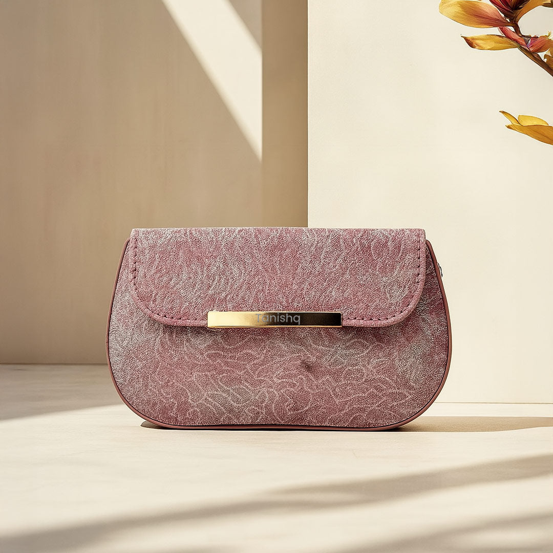 Rose Pink Personalized Sling Bag with Golden Name Tag | Love Craft Gifts