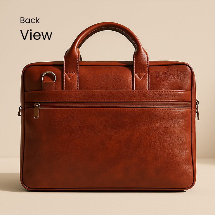 Personalized Brown Leather Office Laptop Bag – Custom Name Print | Love Craft Gifts