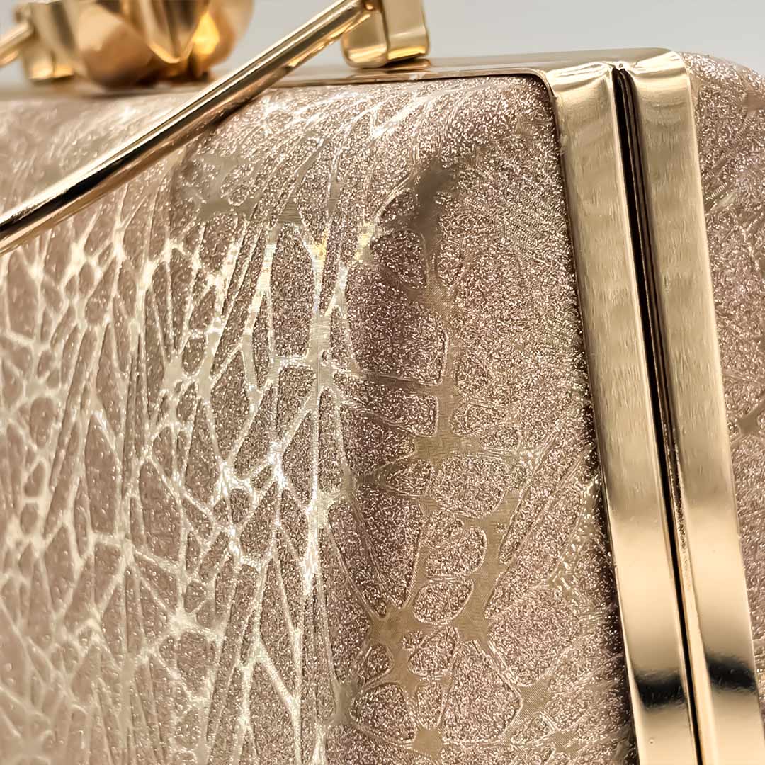 Personalized Luxe Bronze Floral Clutch with Crystal Lock | Love Craft Gifts