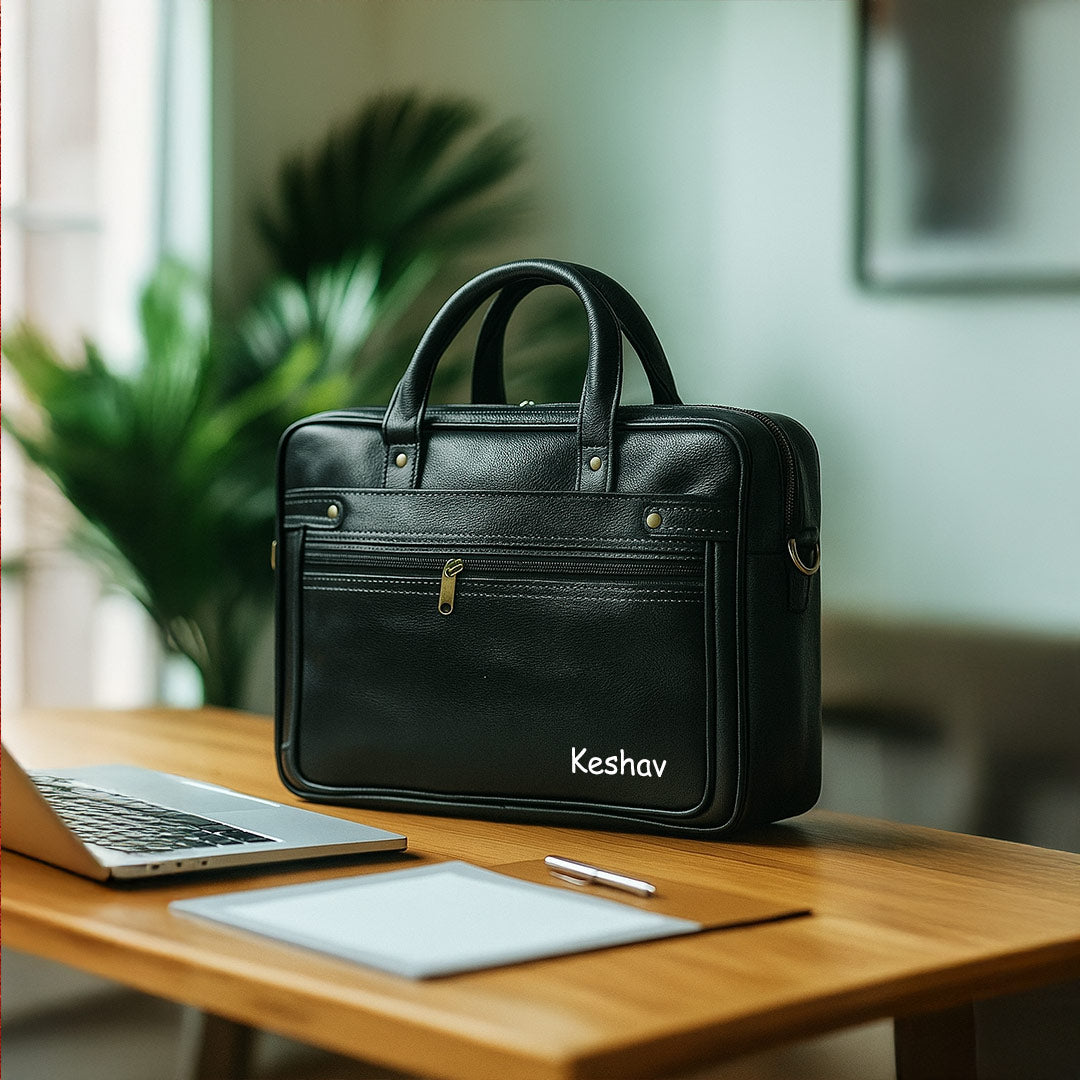 Personalized Black Laptop Bag for Office | Love Craft Gifts