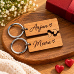 Personalized Couple Name Wooden Keychain Set of 2 | Matching Keyrings | Love Craft Gifts™