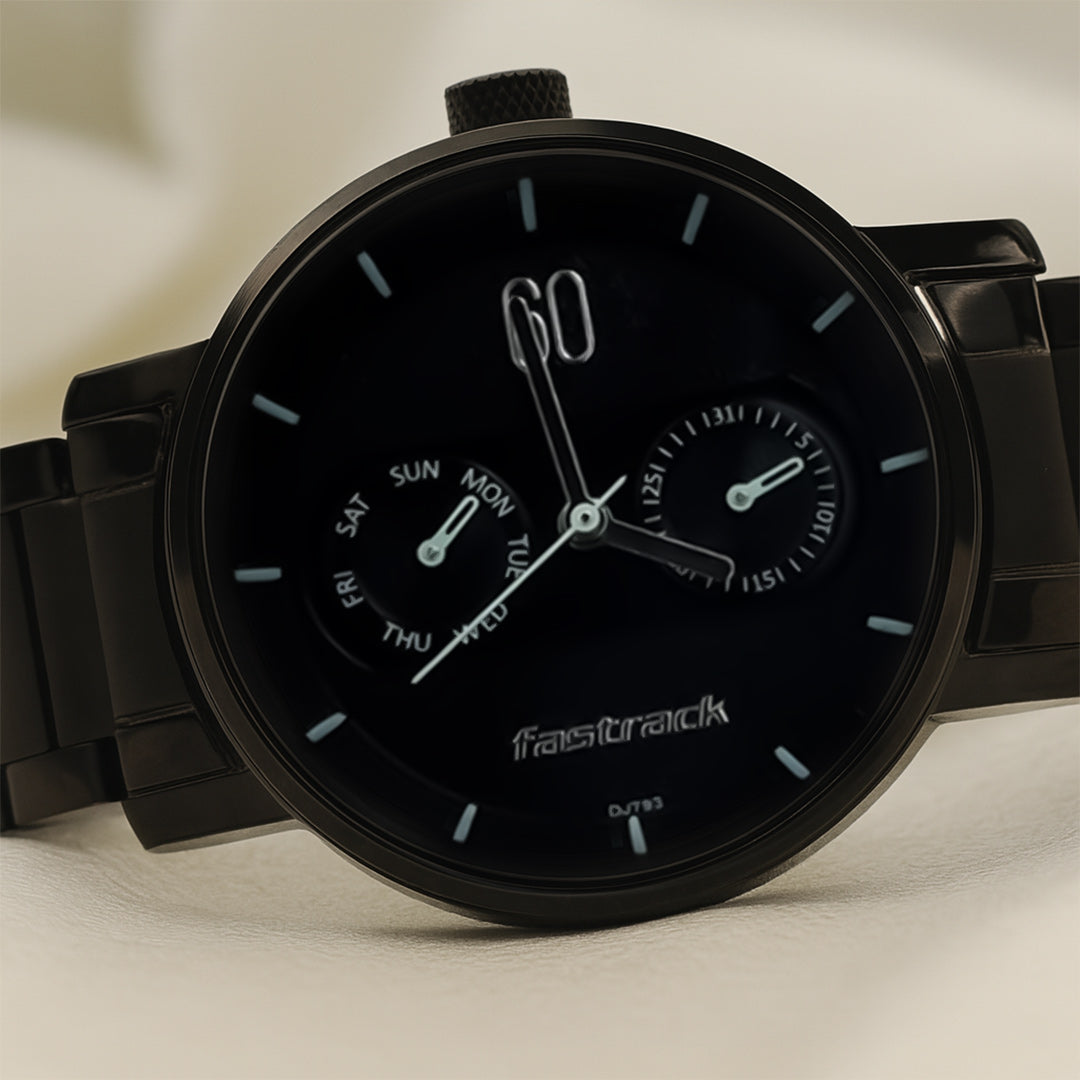 Fastrack Black Dial Watch with Personalized Gift Box | Love Craft Gifts