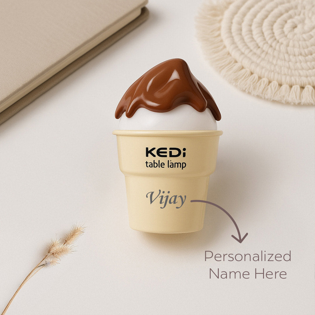 Personalized Ice Cream Cone LED Table Lamp – Chocolate Top | Love Craft Gifts