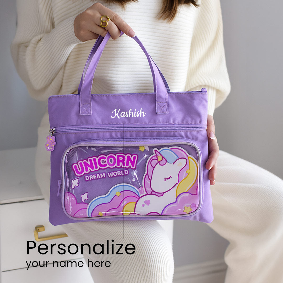 Personalized Unicorn Transparent Zipper Bag | Love Craft Gifts