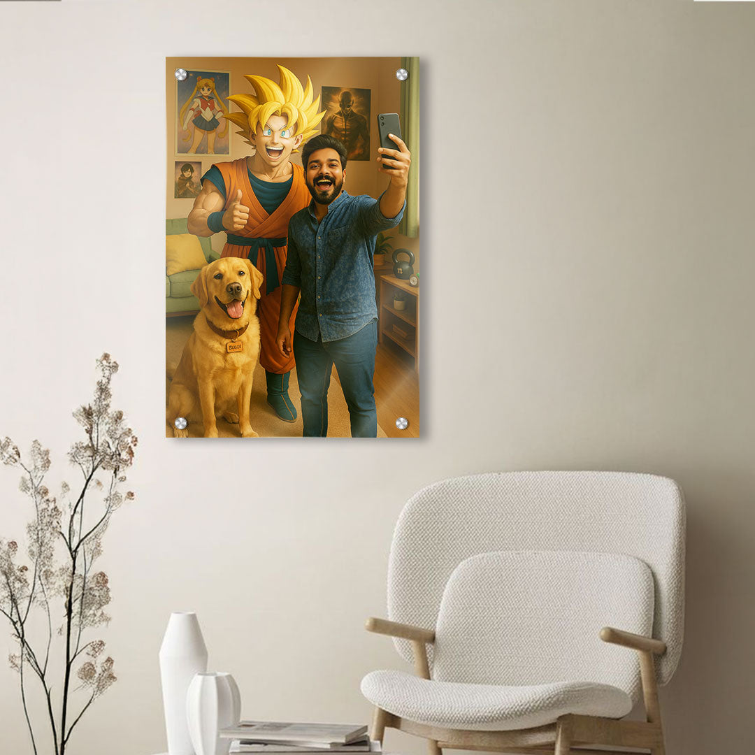 Custom Goku Selfie Wall Art | Anime Poster | Love Craft Gifts