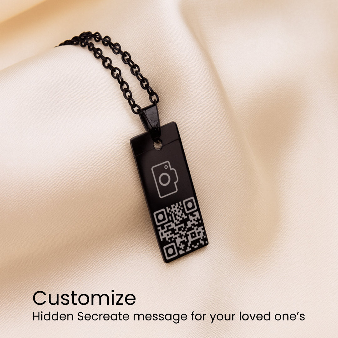 Black Personalized QR Code Pendant Necklace | Love Craft Gifts
