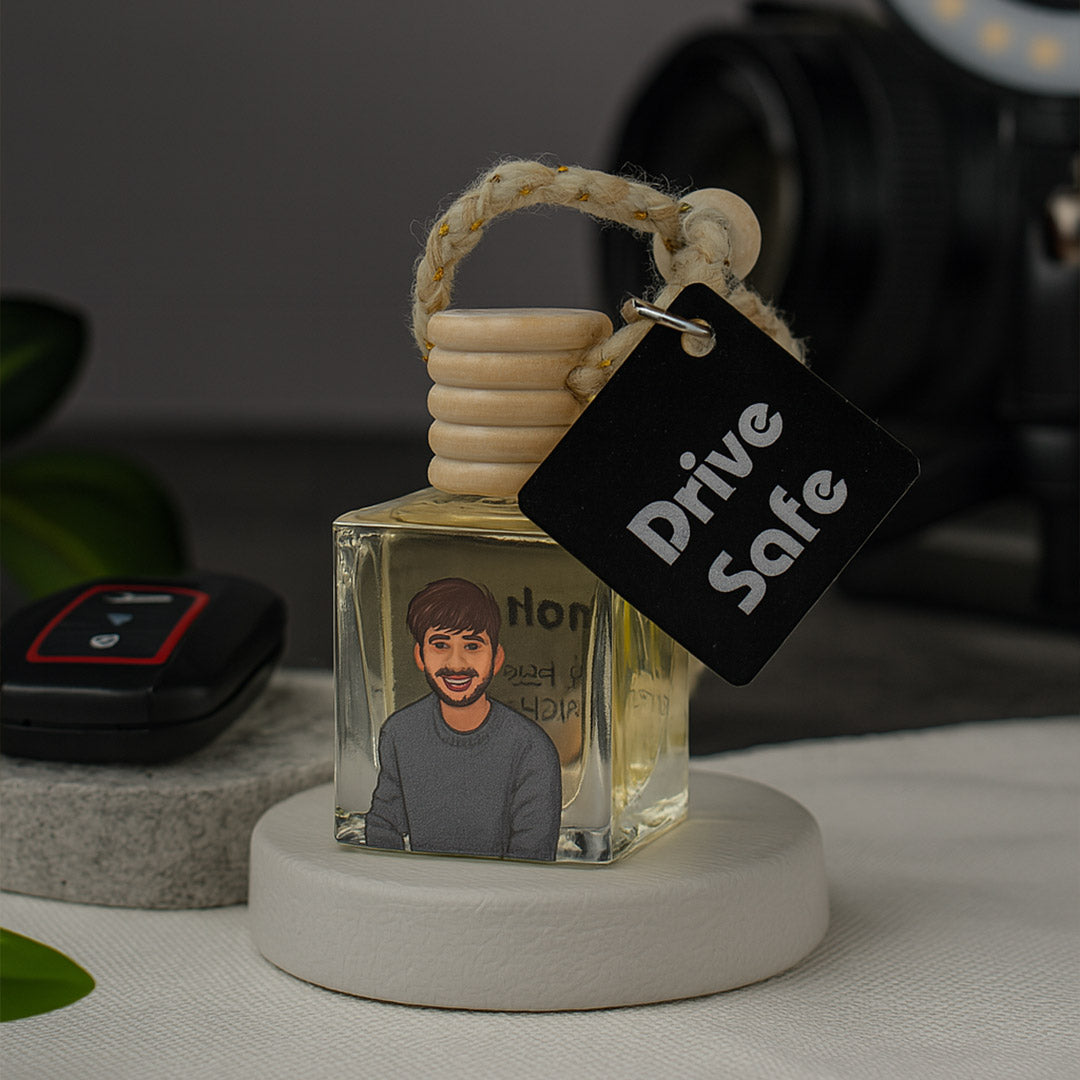 Personalized Cartoon Photo Car Perfume – Drive Safe Tag | Love Craft Gifts