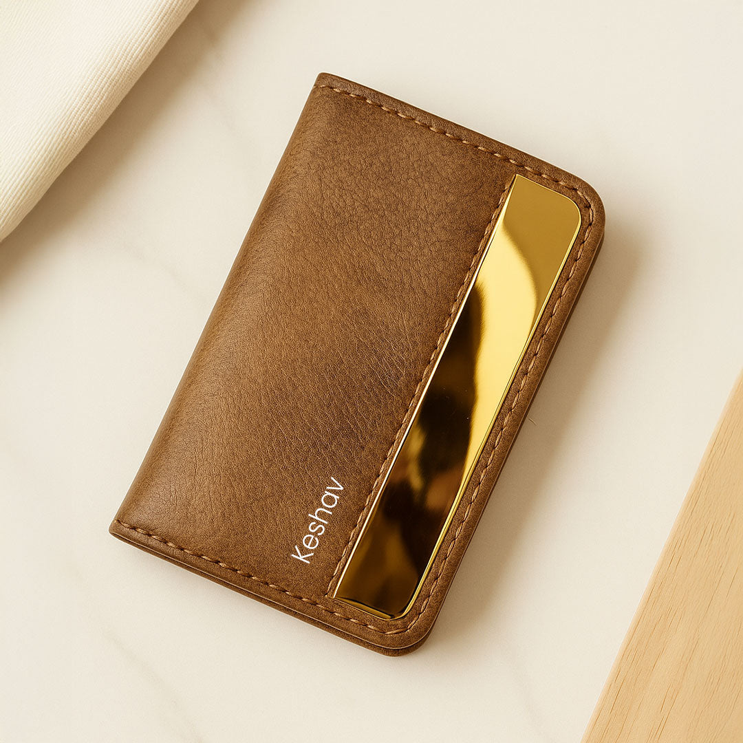 Premium Personalized Leather Business Card Holder