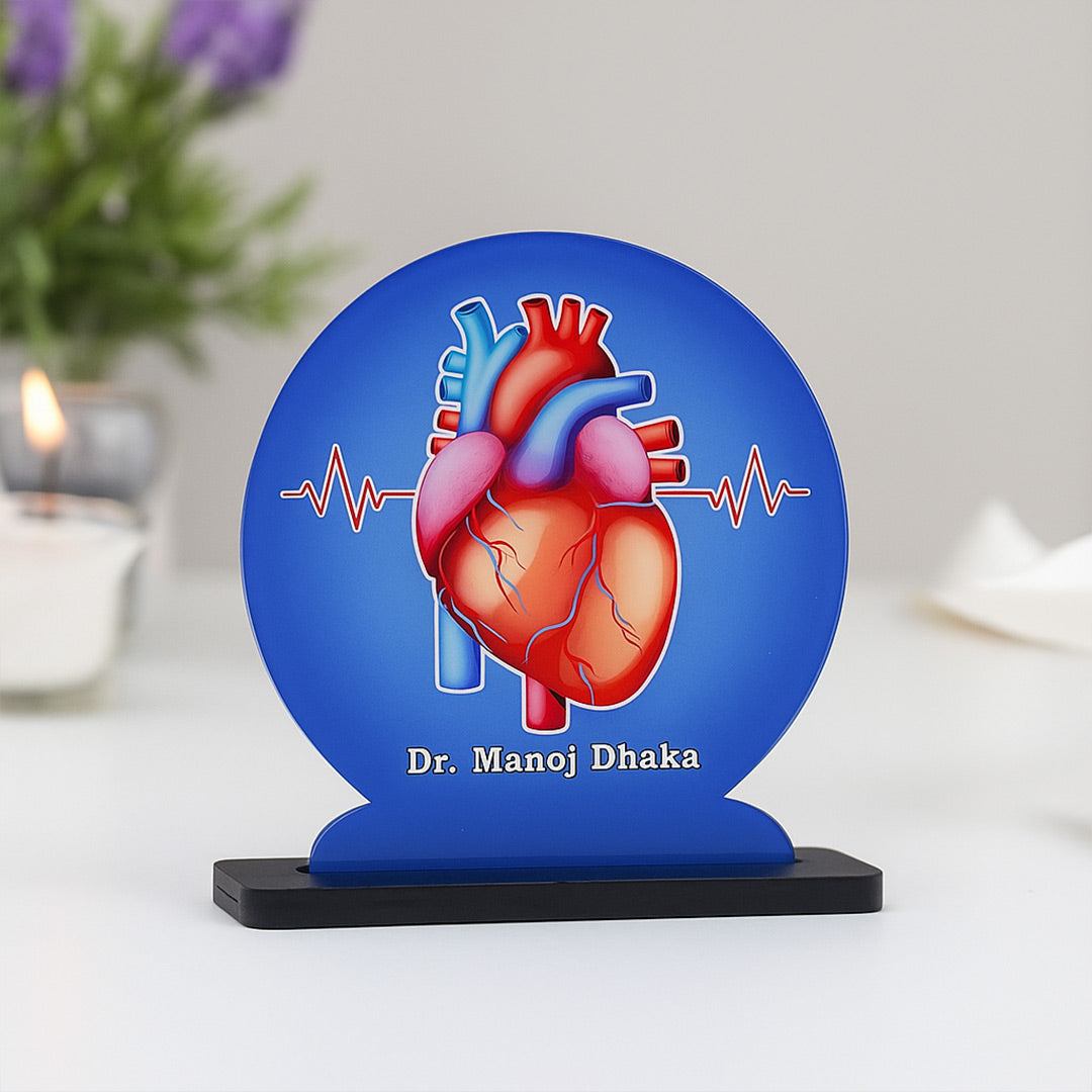 Personalized Doctor’s Acrylic Heart Nameplate – Custom Medical Desk Showpiece Gift | Love Craft Gifts