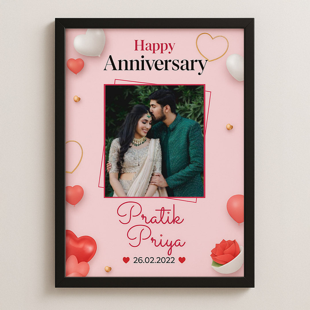 Personalized Anniversary Frame with Photo & Names – Romantic Wall Decor Gift | Love Craft Gifts