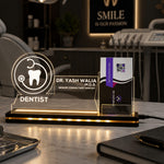 Personalized Dentist LED Visiting Card Holder with Custom Name | Professional Dental Desk Décor Gift for Dentists - 8x6" | Love Craft Gifts™