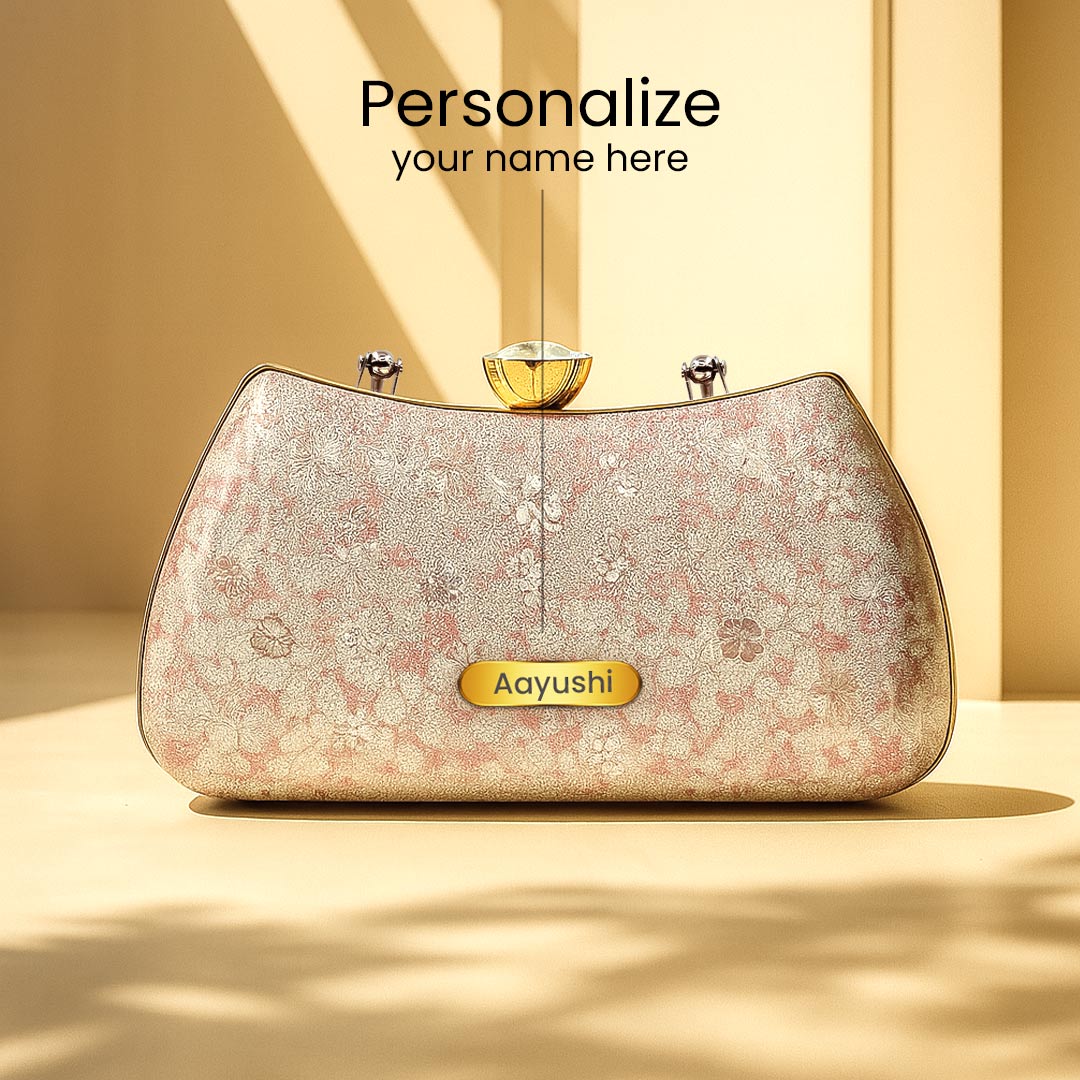 Personalized Floral Party Clutch with Crystal Knob Lock | Love Craft Gifts