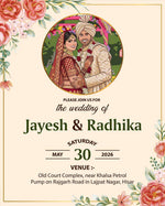 Personalized Illustrated Hindu Wedding Invitation Card | Custom Couple Names, Wedding Date & Venue Details | Traditional Shubh Vivaah Digital E-Invite for WhatsApp | Love Craft Gifts™