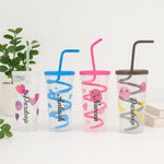 Personalized Spiral Straw Kids Sipper Cup – Colorful Print, Leakproof Lid & Name Customization | Love Craft Gifts