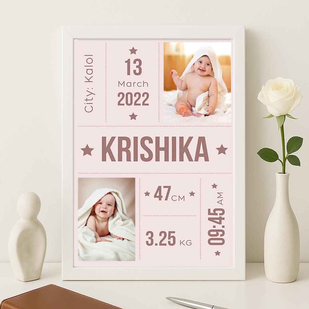 Personalized Baby Birth Stats Frame – Custom Baby Name & Details | Love Craft Gifts