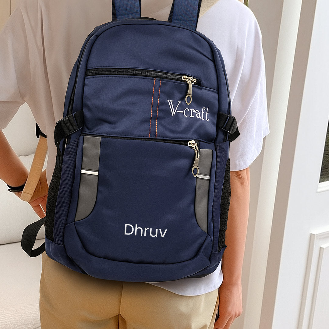 Personalized Navy Blue Backpack with Name – Lightweight Daily Use Bag for School, Travel & Work | Love Craft Gifts
