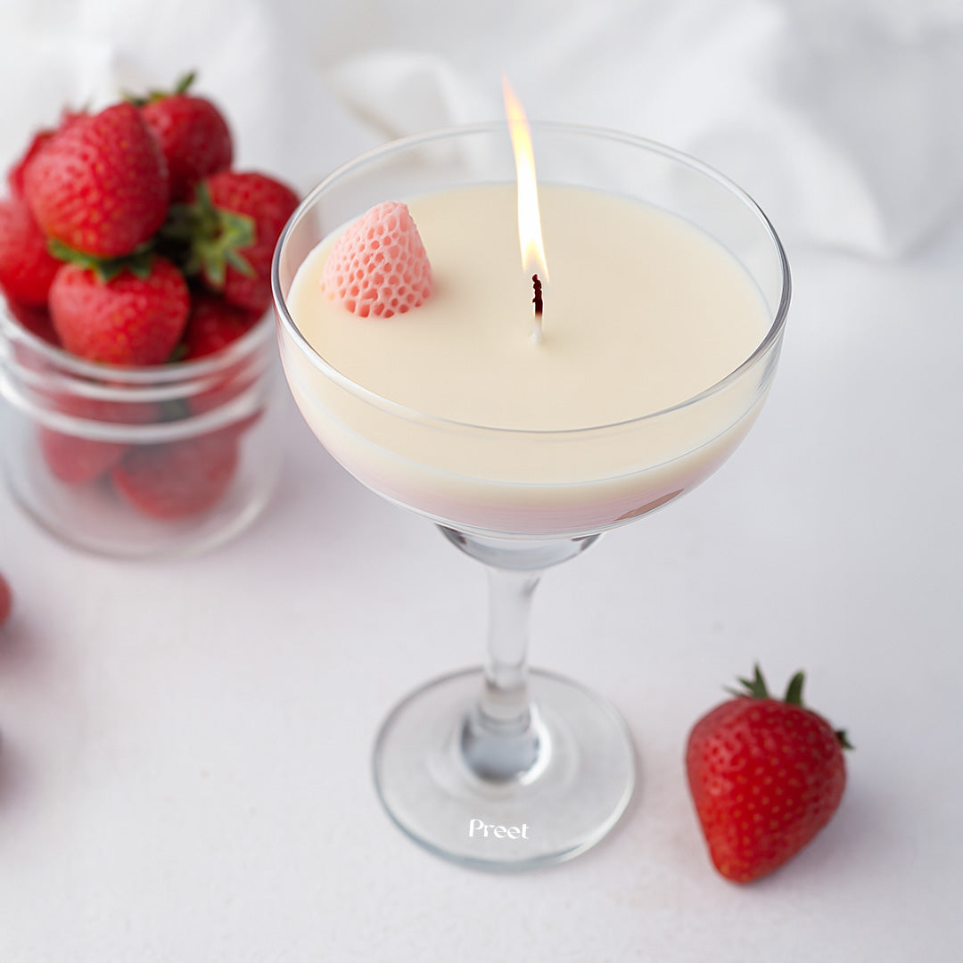 Personalized Strawberry Dessert Candle in Glass Cup | Love Craft Gifts