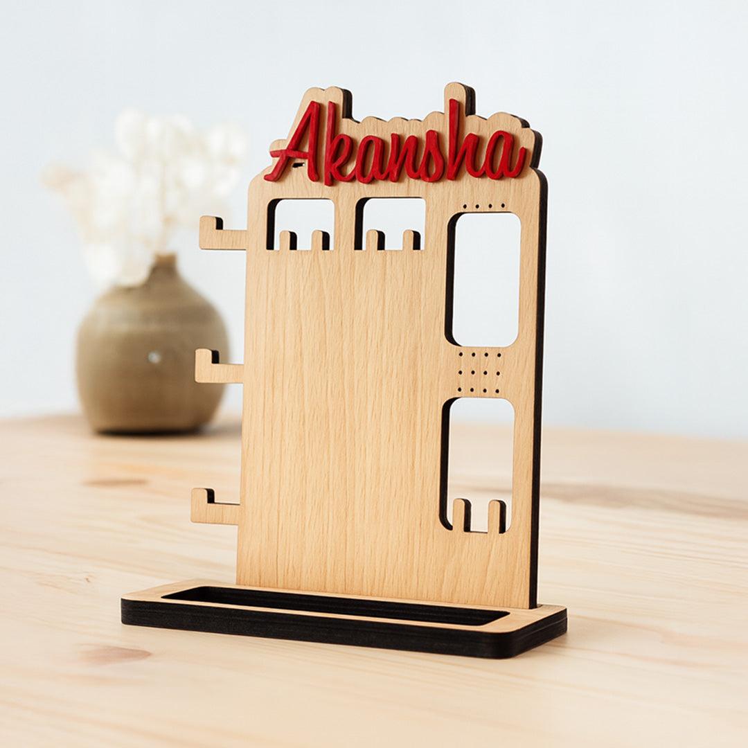 Personalized Wooden Jewellery Organizer Stand | Love Craft Gifts