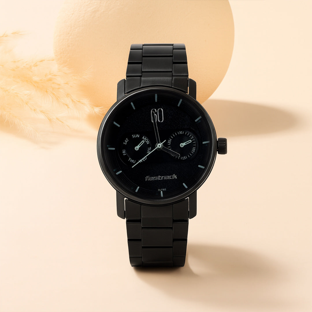 Fastrack Black Dial Watch with Personalized Gift Box | Love Craft Gifts