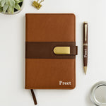 Brown Personalized Diary & Pen Gift Set – Engraved Combo for Professionals & Gifting  | Love Craft Gifts